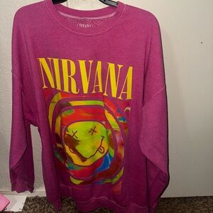 Urban Outfitters Pink Nirvana Graphic Sweatshirt